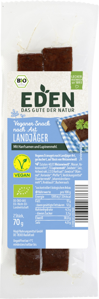 Eden Veganer Snack, 70 g Stück nach Art Landjäger