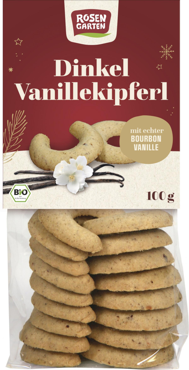 Rosengarten Dinkel-Vanille-Kipf, 100 gr Packung