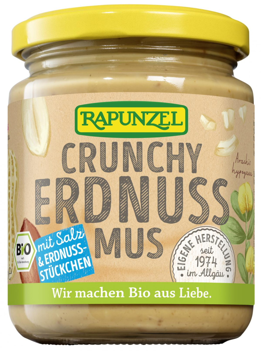 Rapunzel Erdnussmus Crunchy mit Salz, 250 gr Glas