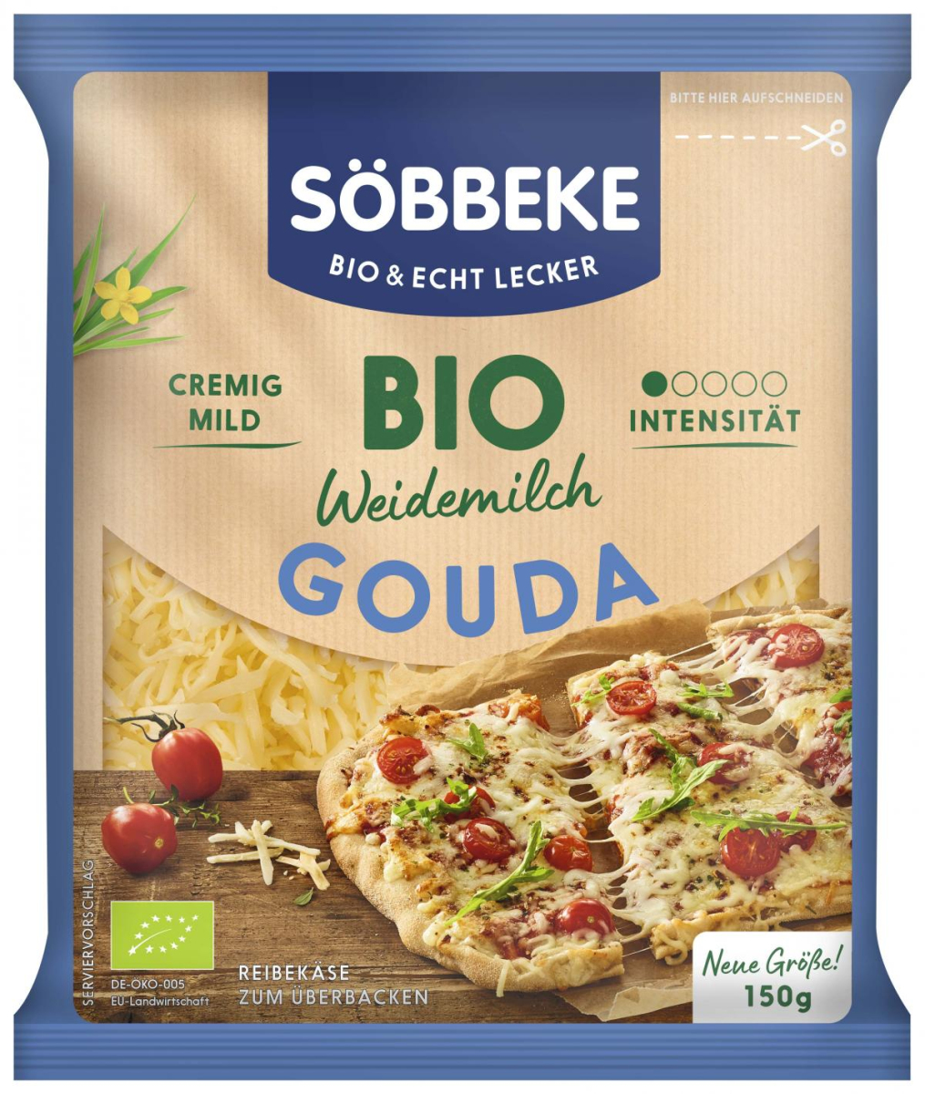 Söbbeke Gouda gerieben, 150 g Beutel
