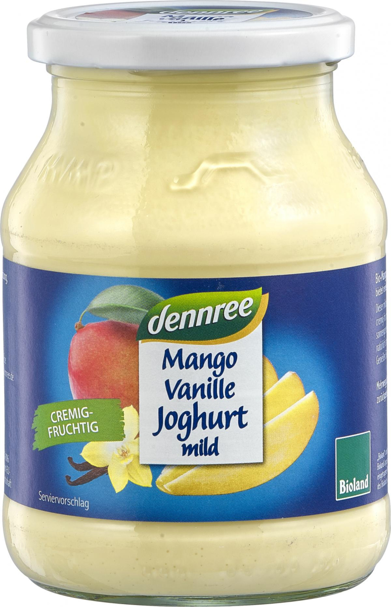 dennree Fruchtjoghurt Mango-Vanille 500 gr Glas