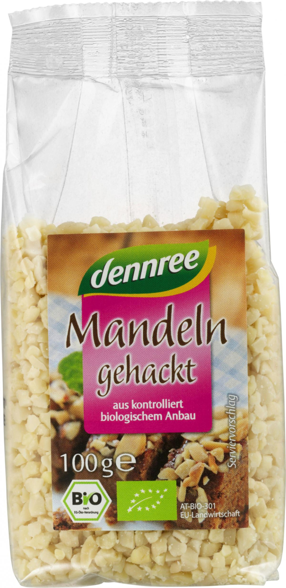 dennree Mandeln, gehackt, 100 gr Packung
