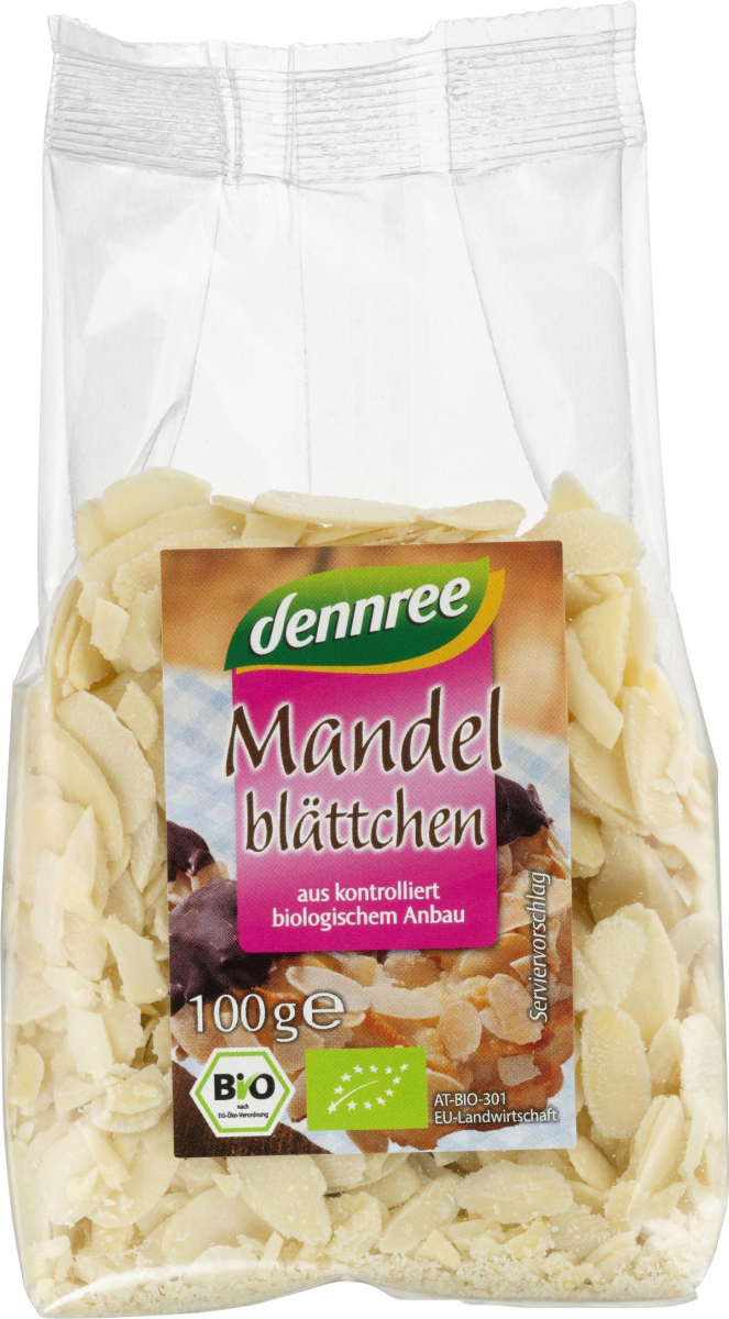 dennree Mandelblättchen, 100 gr Packung