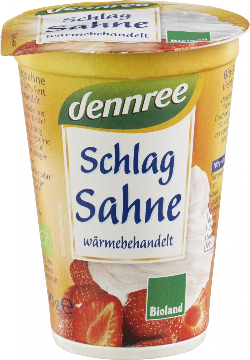 dennree Schlagsahne, 200 gr K3-Becher