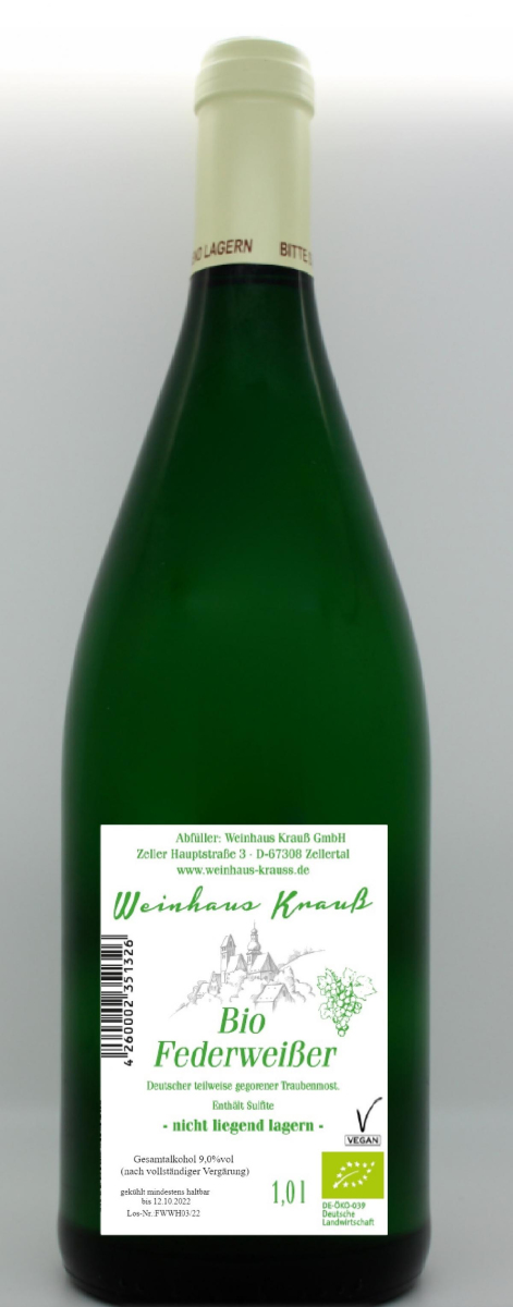 Zellertaler Keller Deutscher Federweißer, 1 ltr Fl