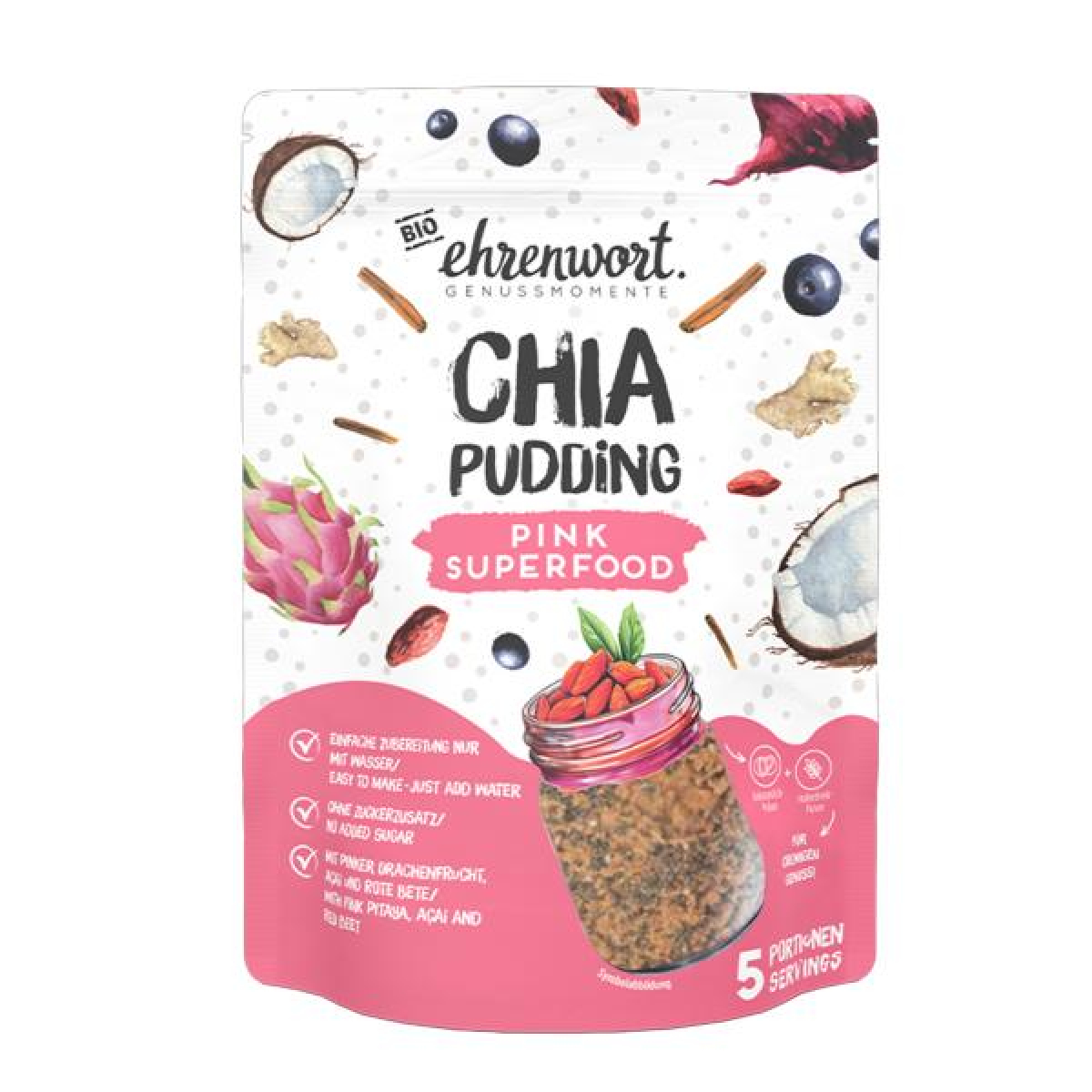 Ehrenwort Chia Pudding Pink Superfood, 250 g Beute