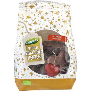 dennree Lebkuchenherzen mit Kirschfüllung, 125 gr
