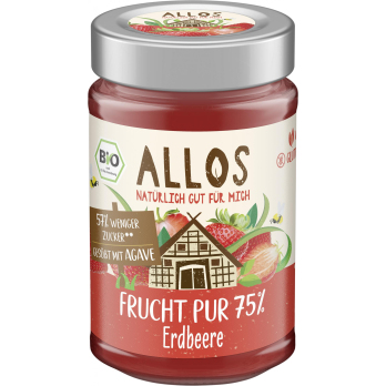 Allos Frucht Pur 75% Erdbeere, 200 g Glas