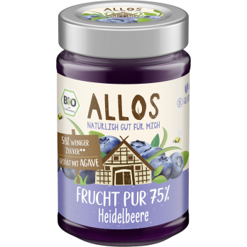 Allos Frucht Pur 75% Heidelbeere, 200 g Glas