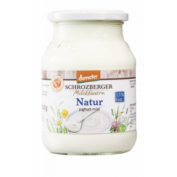 Schrozberg Milchbauern Joghurt natur, 500 gr Glas