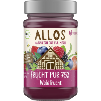 Allos Frucht Pur Waldfrucht, 250 gr Glas -75% Fruc