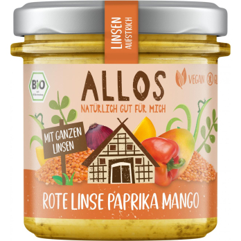 Allos Linsen-Aufstrich Rote Linse Paprika Mango, 1