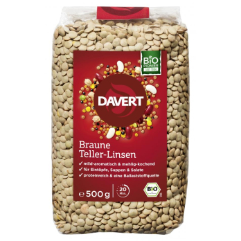Davert Braune Teller-Linsen, 500 gr Packung