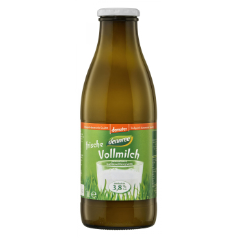 dennree Frische Vollmilch, 1 ltr Flasche nicht hom