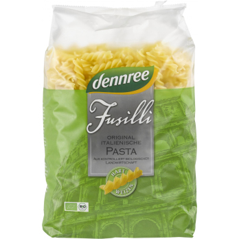 dennree Hartweizen-Fusilli, 1 kg Packung -hell-