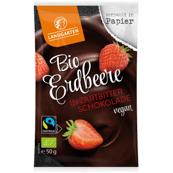 Landgarten Erdbeere in Zartbitter- Schokolade, 50